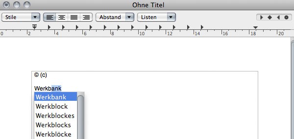 Autovervollstaendigung am Mac